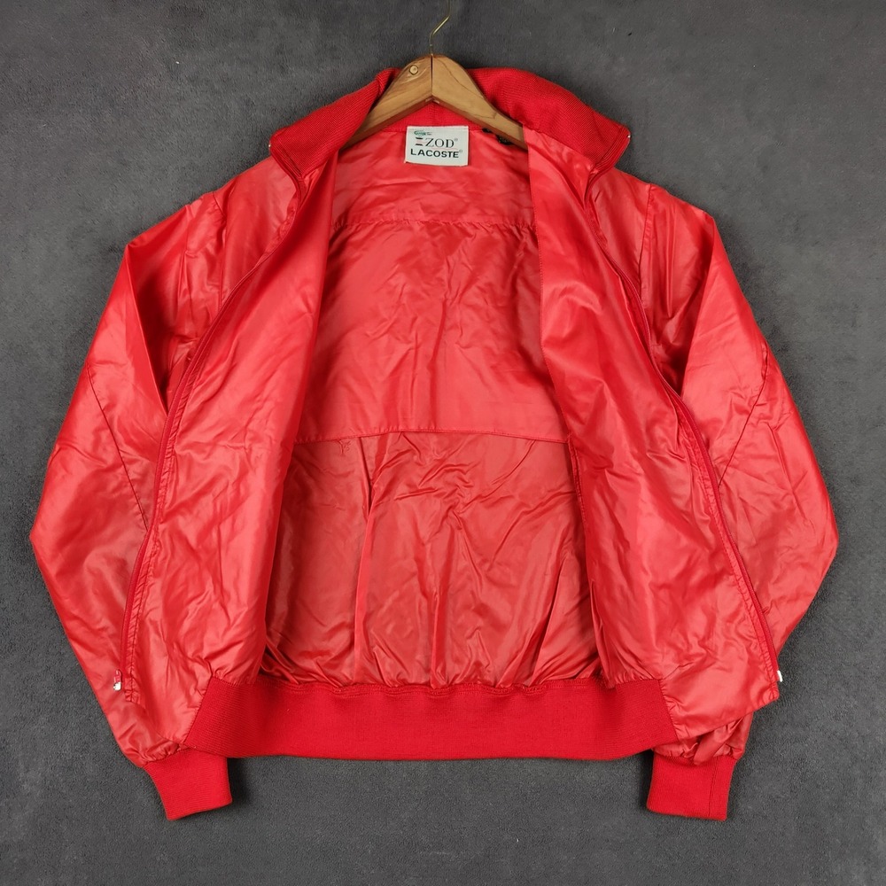 Vintage Izod Lacoste Windbreaker Jacket Mens Medium Red Full Zip Harrington Logo - Picture 4 of 10